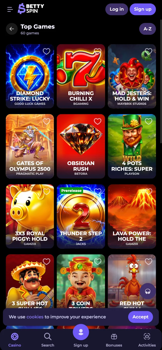 App de BettySpin Casino